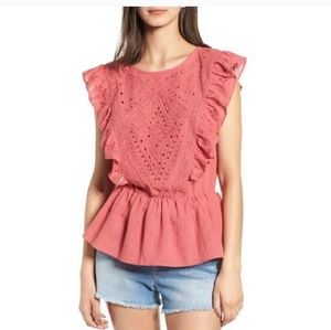 Hinge eyelet peplum top